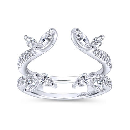 14K White Gold Marquise and Round Diamond Ring Enhancer