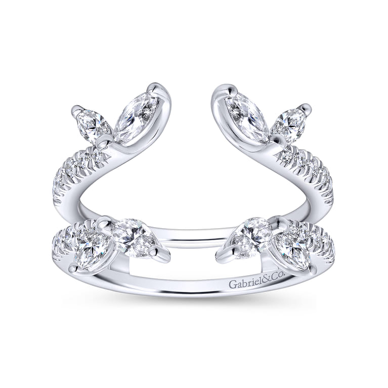 Enhancer Wedding Ring in 14k White Gold with Marquise Natural Diamond at Gabriel & Co. - Shot 4