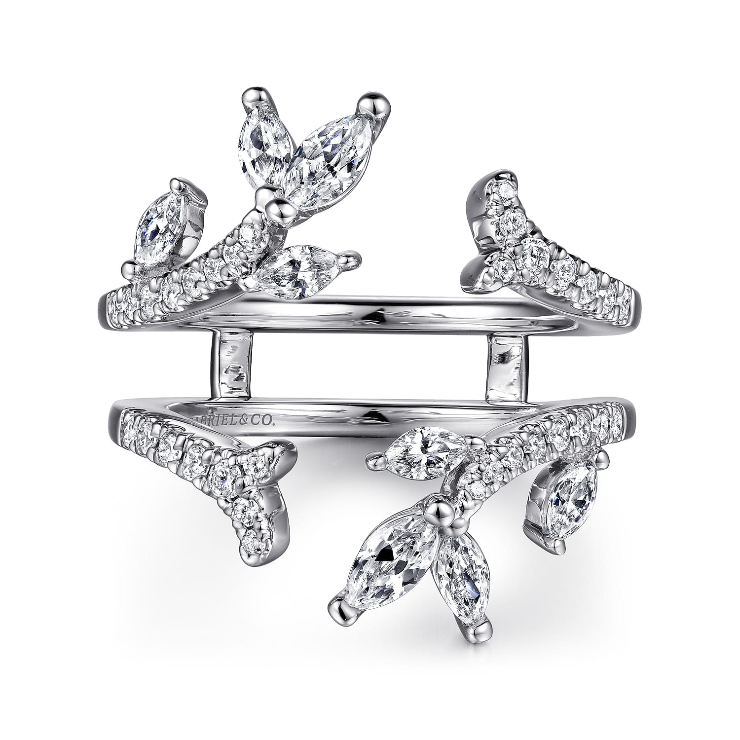 Enhancer Wedding Ring in 14k White Gold with Marquise Natural Diamond at Gabriel & Co. - Shot 1