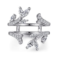 14K White Gold Marquise and Round Diamond Ring Enhancer