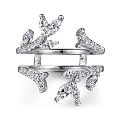 14K White Gold Marquise and Round Diamond Ring Enhancer