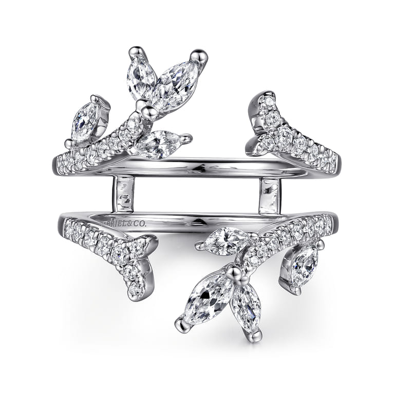 Enhancer Wedding Ring in 14k White Gold with Marquise Natural Diamond at Gabriel & Co. - Shot 1