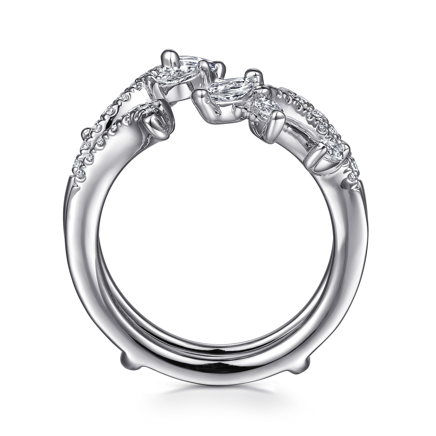 Enhancer Wedding Ring in 14k White Gold with Marquise Natural Diamond at Gabriel & Co. - Shot 2