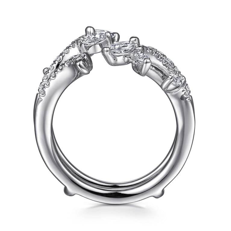 Enhancer Wedding Ring in 14k White Gold with Marquise Natural Diamond at Gabriel & Co. - Shot 2