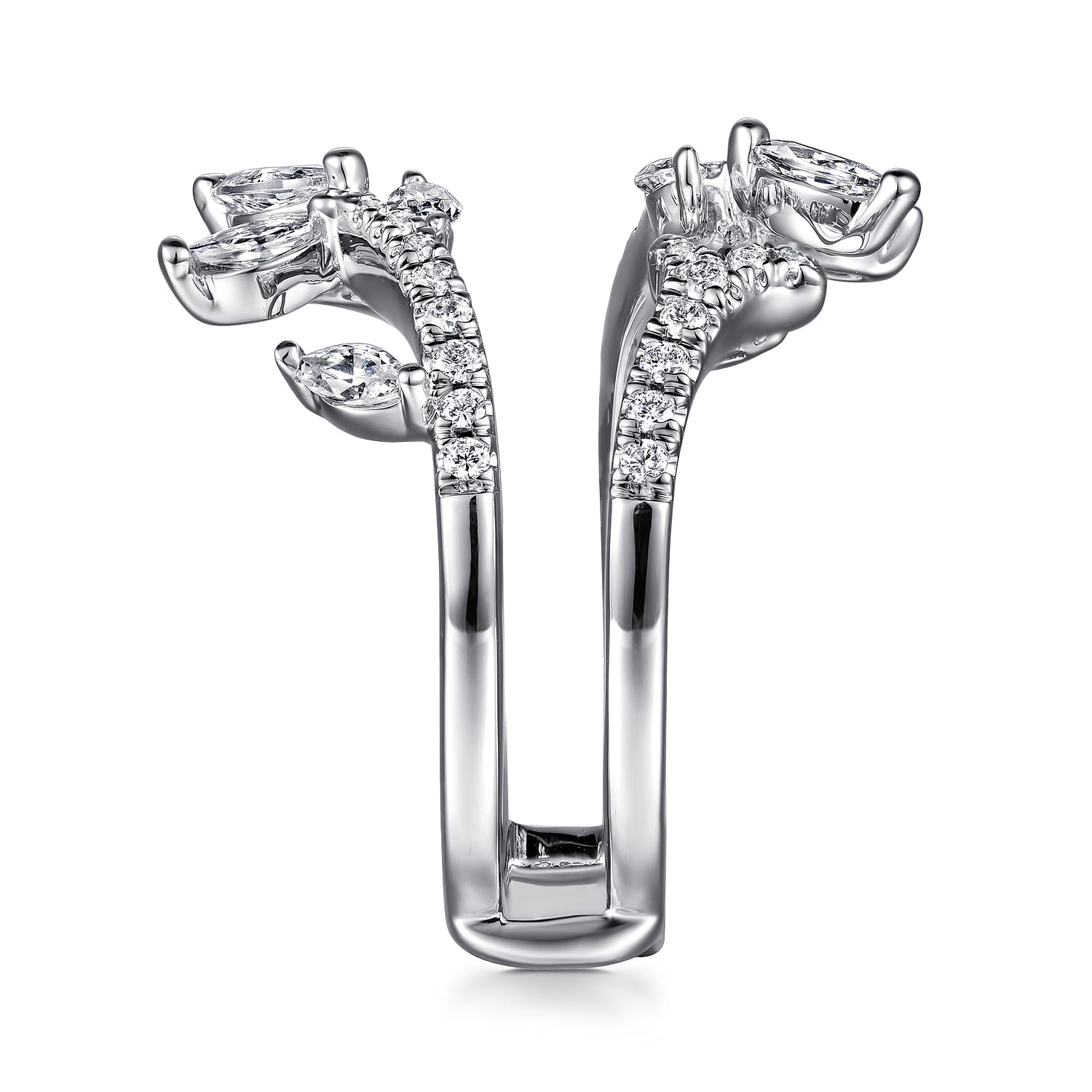 Enhancer Wedding Ring in 14k White Gold with Marquise Natural Diamond at Gabriel & Co. - Shot 4