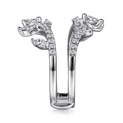 14K White Gold Marquise and Round Diamond Ring Enhancer