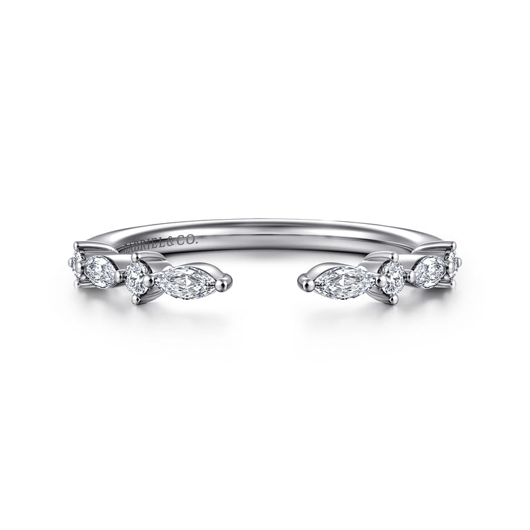 Open Ring Wedding Ring in 14k White Gold with Marquise Natural Diamond at Gabriel & Co. - Shot 1