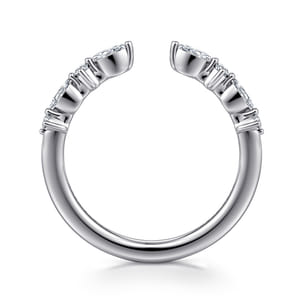 14K White Gold Marquise and Round Open Diamond Anniversary Band