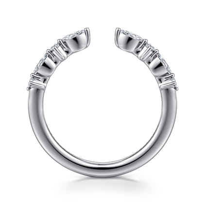 14K White Gold Marquise and Round Open Diamond Anniversary Band