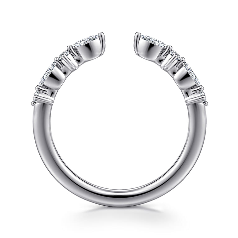 Open Ring Wedding Ring in 14k White Gold with Marquise Natural Diamond at Gabriel & Co. - Shot 2