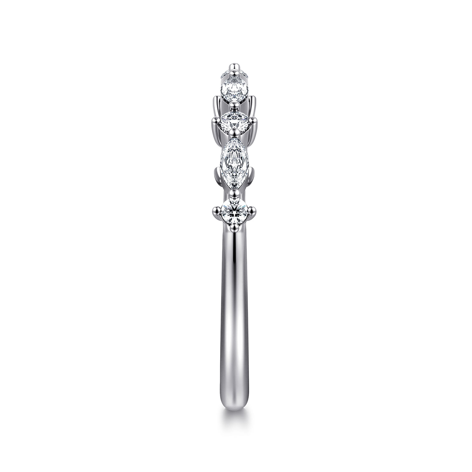 14K White Gold Marquise and Round Open Diamond Anniversary Band