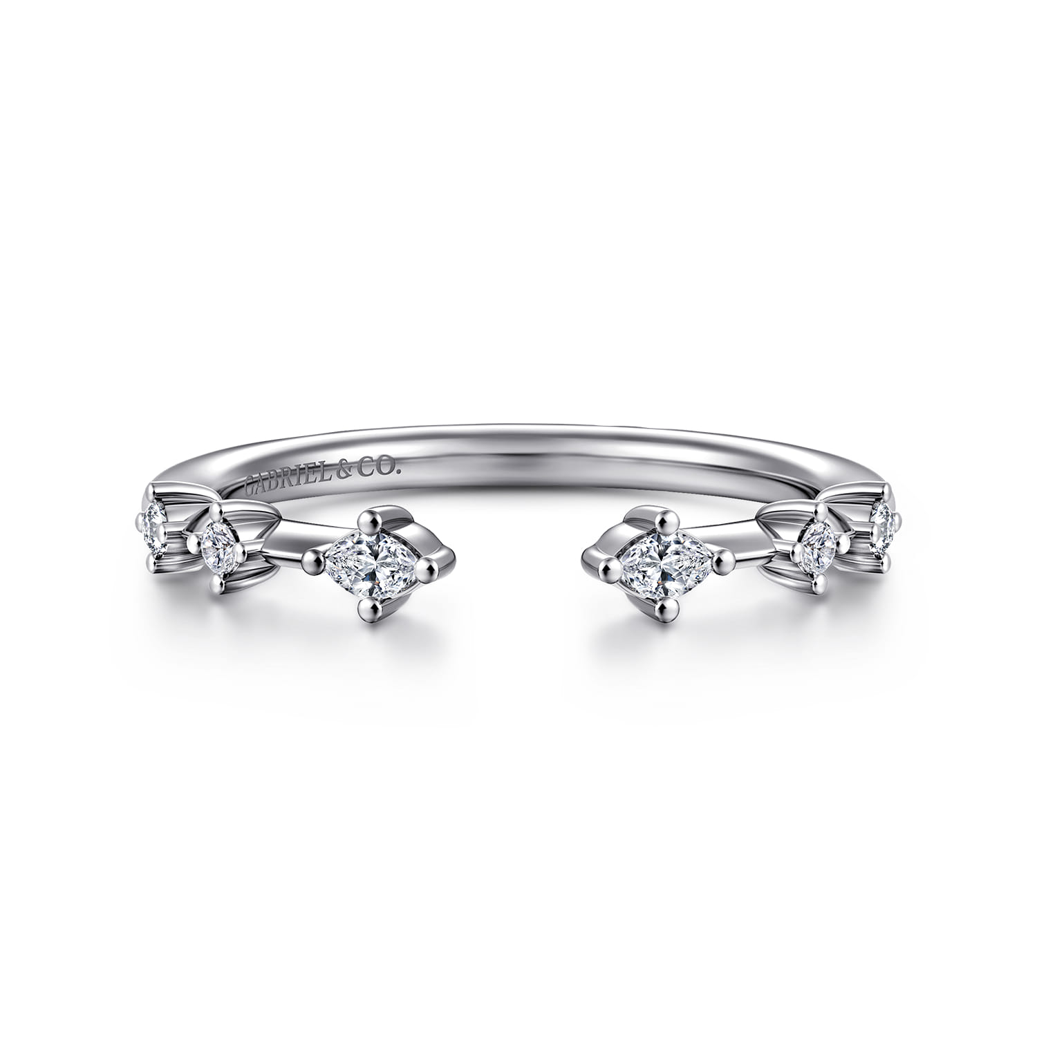 Open Ring Wedding Ring in 14k White Gold with Marquise Natural Diamond at Gabriel & Co. - Shot 1