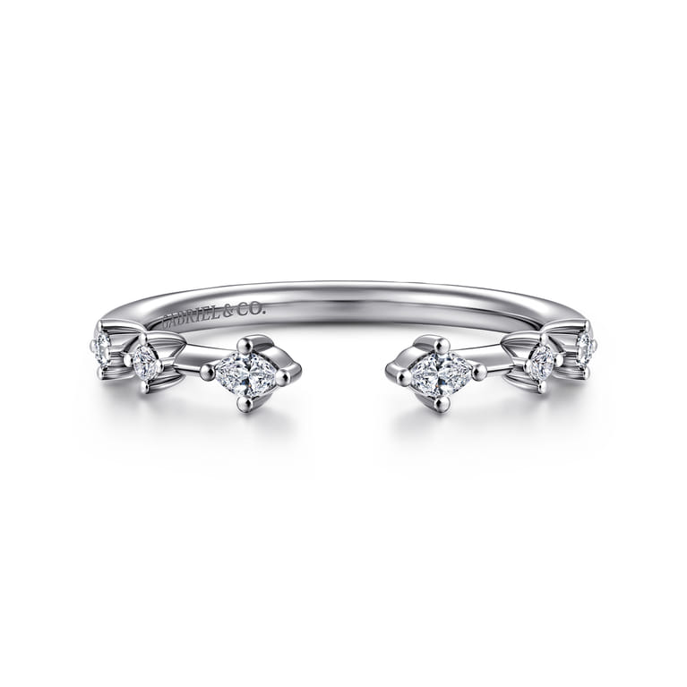 Open Ring Wedding Ring in 14k White Gold with Marquise Natural Diamond at Gabriel & Co. - Shot 1