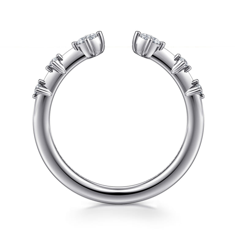 Open Ring Wedding Ring in 14k White Gold with Marquise Natural Diamond at Gabriel & Co. - Shot 2