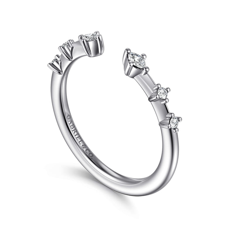 Open Ring Wedding Ring in 14k White Gold with Marquise Natural Diamond at Gabriel & Co. - Shot 3