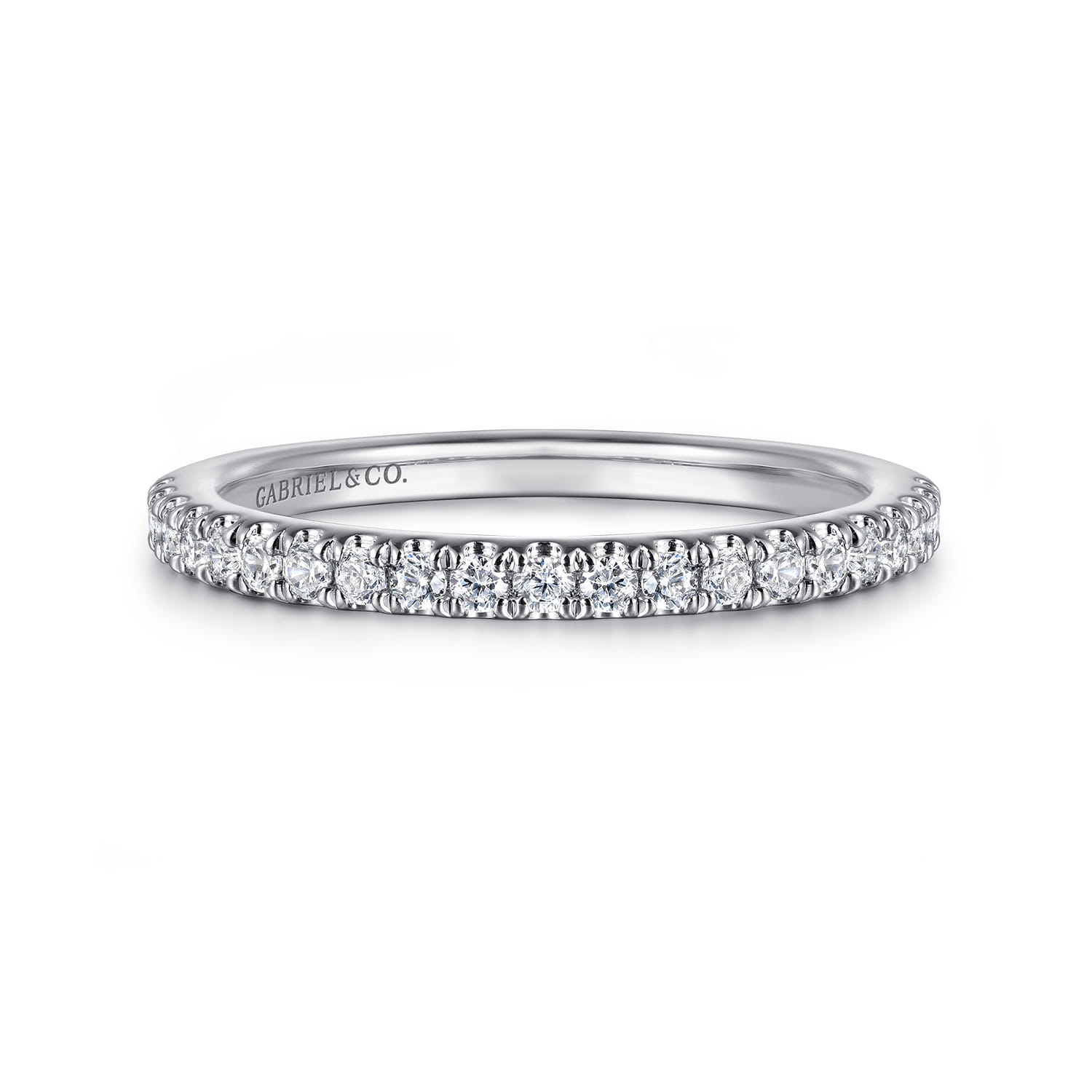 14K White Gold Matching Diamond Wedding Band - 0.24 ct - Shot 1