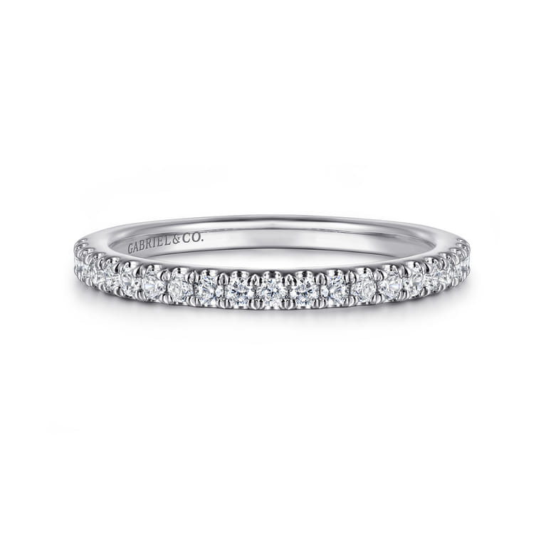 14K White Gold Matching Diamond Wedding Band - 0.24 ct - Shot 1
