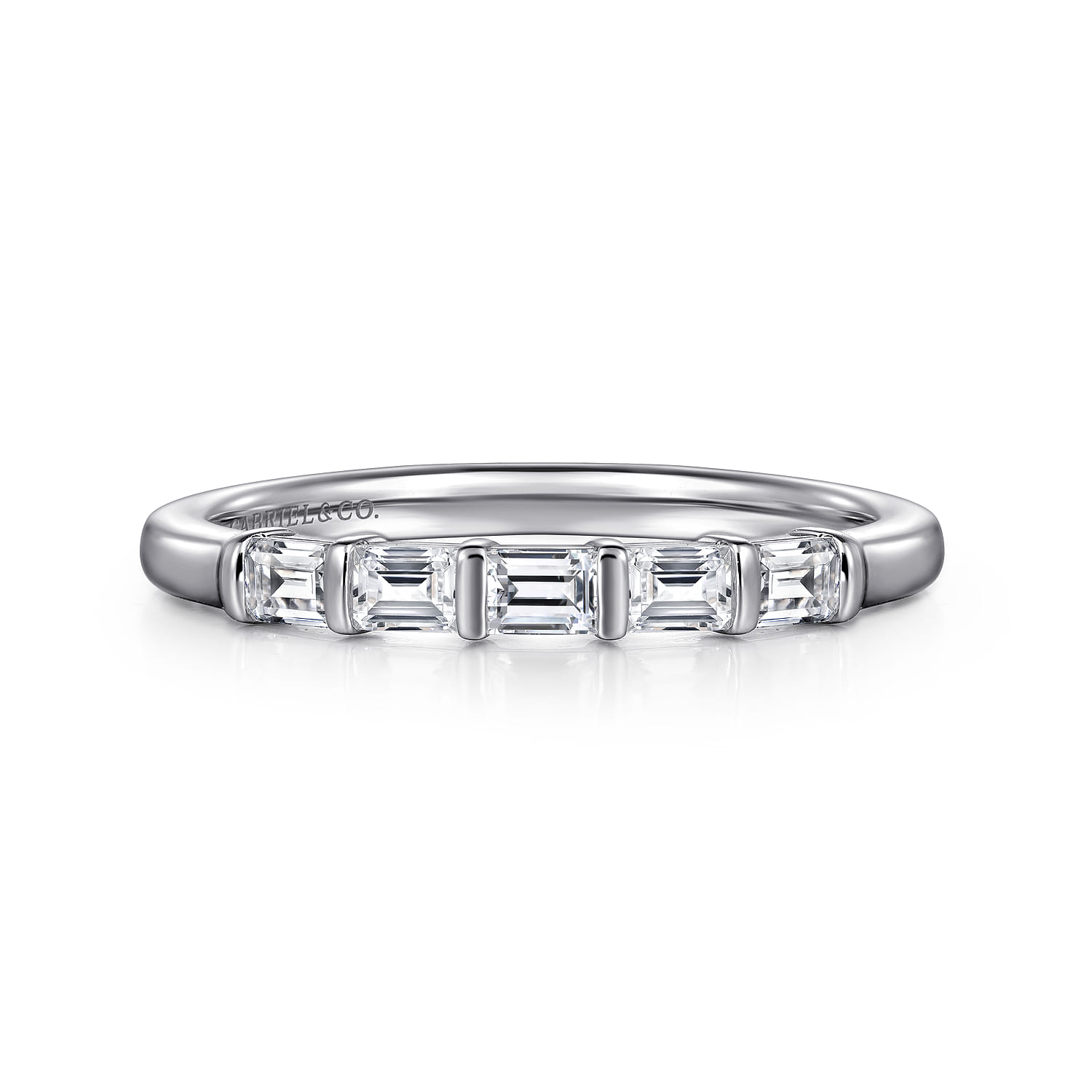 14K White Gold Matching Diamond Wedding Band - 0.35 ct - Shot 1