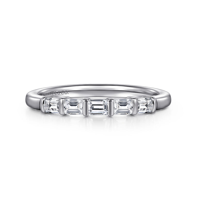 14K White Gold Matching Diamond Wedding Band - 0.35 ct - Shot 1