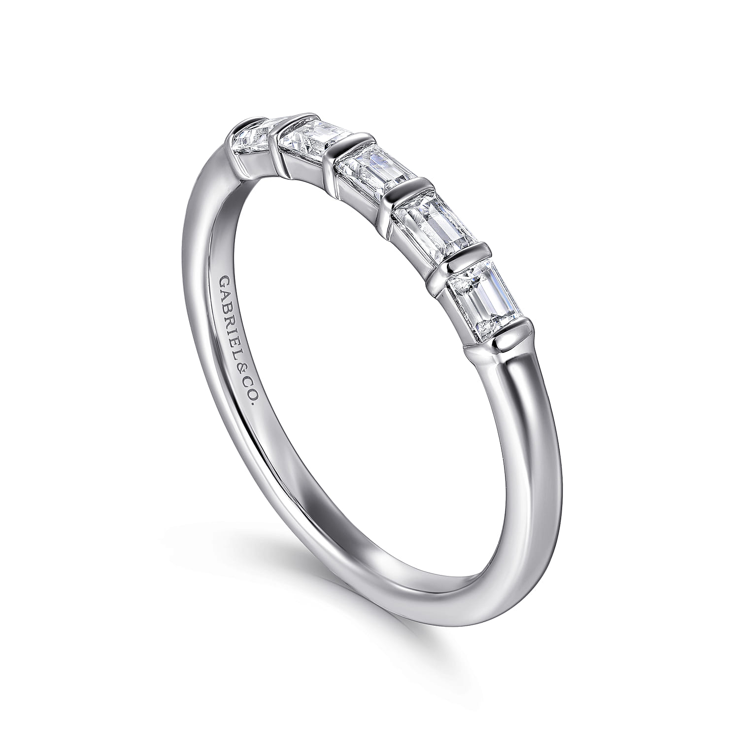 14K White Gold Matching Diamond Wedding Band - 0.35 ct - Shot 3