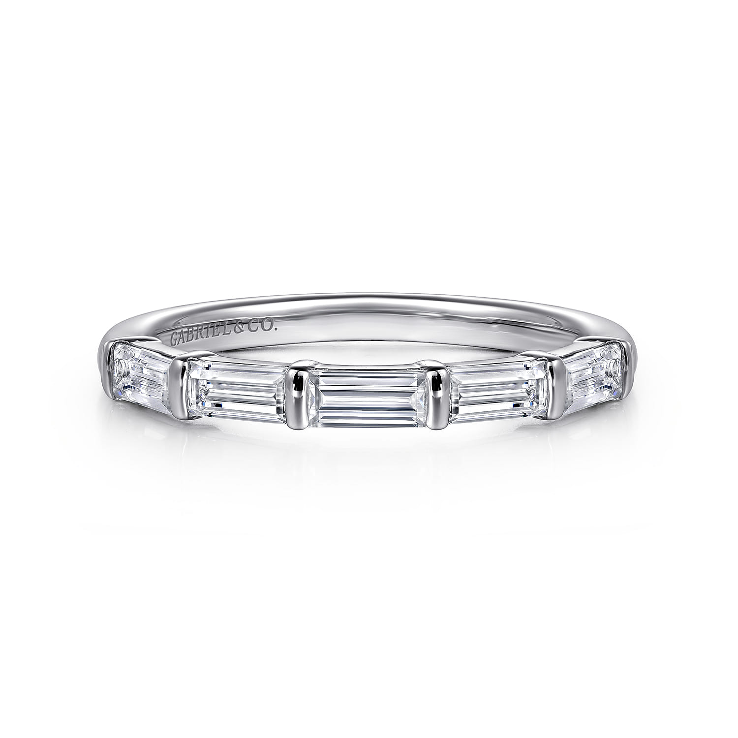 14K White Gold Matching Diamond Wedding Band - 0.5 ct - Shot 1
