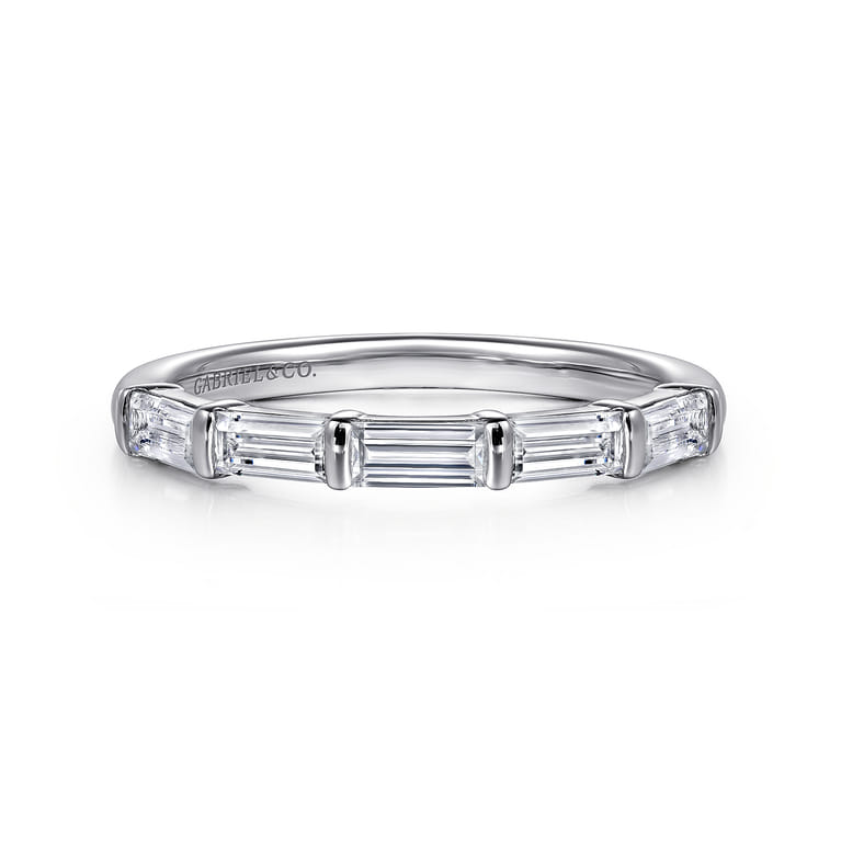 14K White Gold Matching Diamond Wedding Band - 0.5 ct - Shot 1
