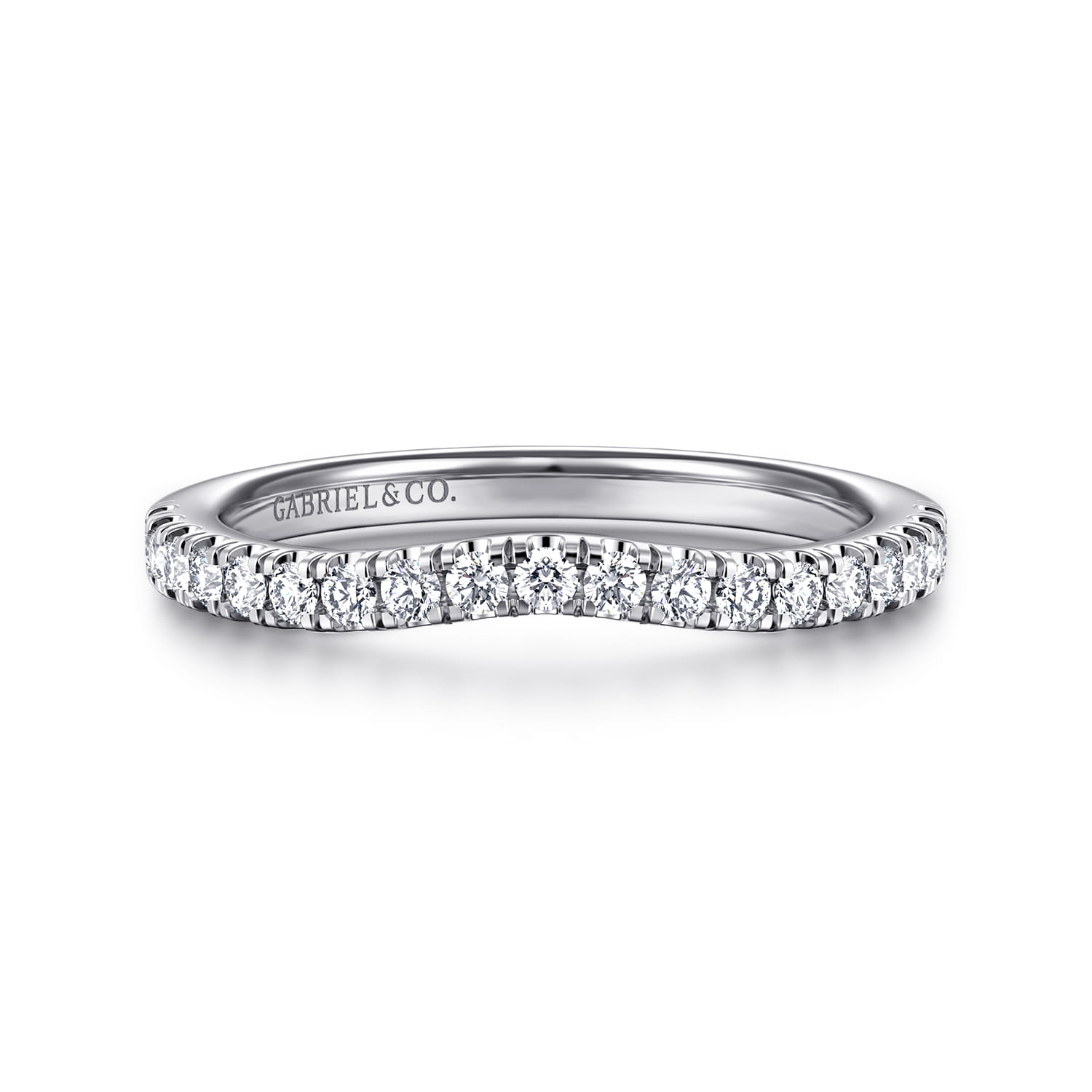 14K White Gold Matching Diamond Wedding Band - 0.3 ct - Shot 1
