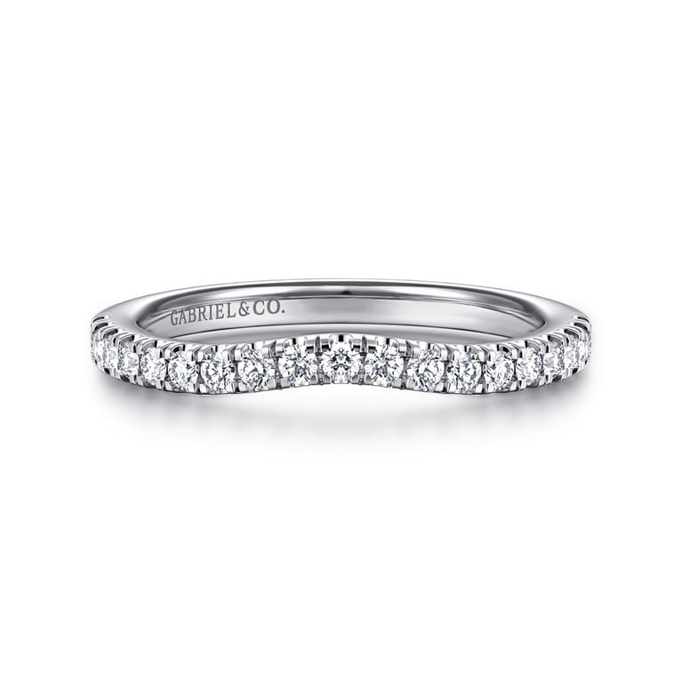 14K White Gold Matching Diamond Wedding Band - 0.3 ct - Shot 1
