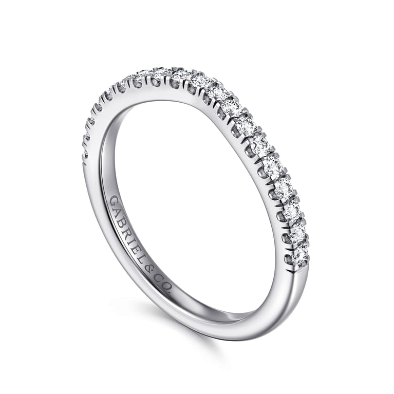 14K White Gold Matching Diamond Wedding Band - 0.3 ct - Shot 3