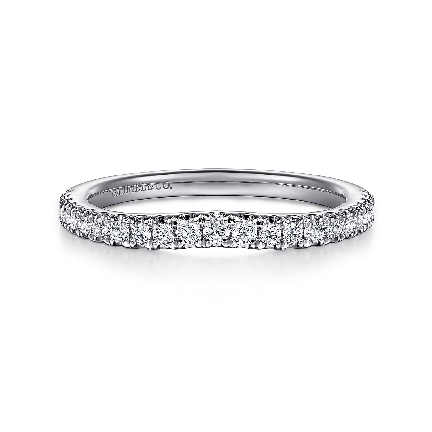 14K White Gold Matching Diamond Wedding Band - 0.28 ct - Shot 1
