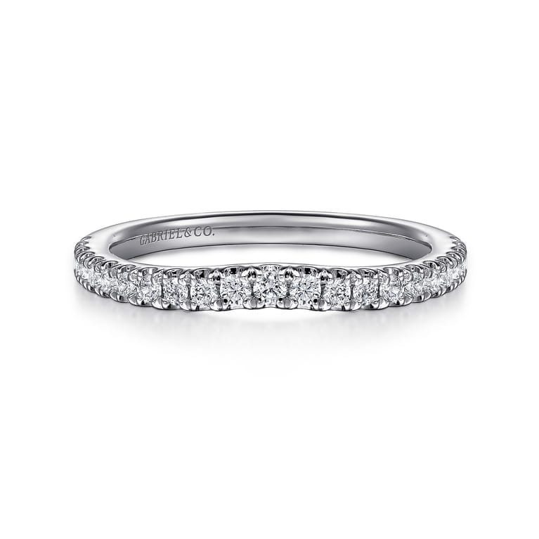 14K White Gold Matching Diamond Wedding Band - 0.28 ct - Shot 1