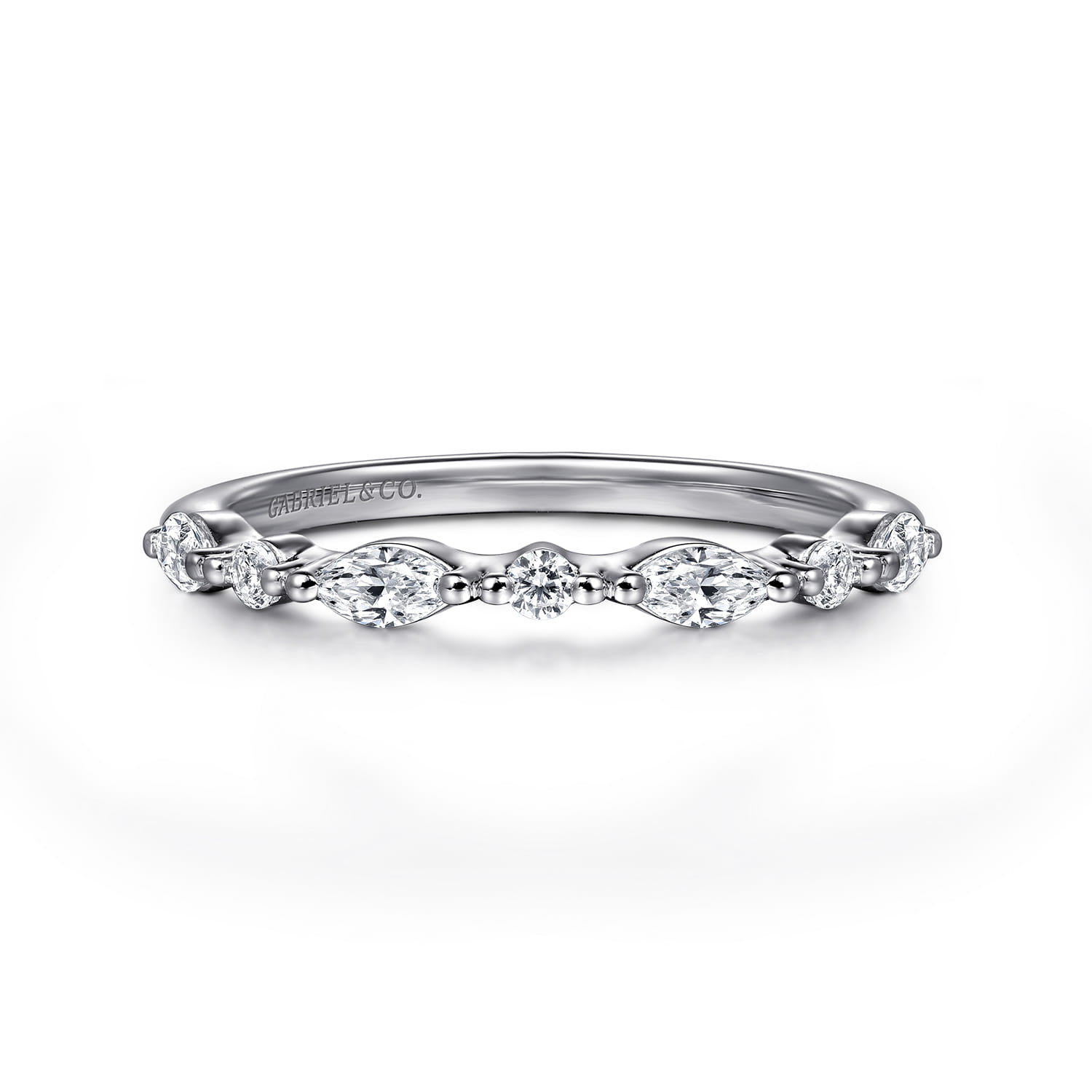 14K White Gold Matching Diamond Wedding Band - 0.3 ct - Shot 1