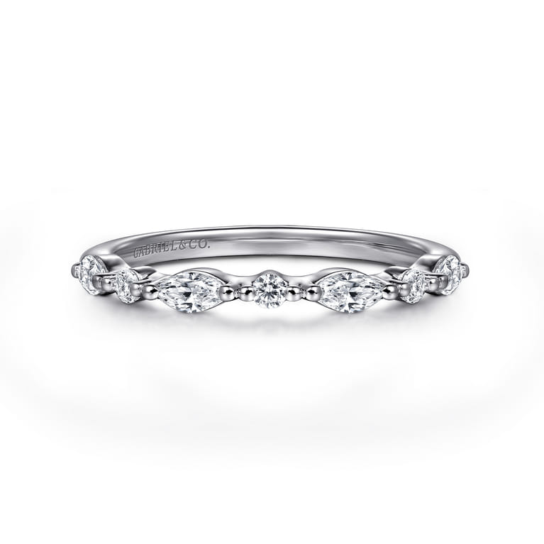 14K White Gold Matching Diamond Wedding Band - 0.3 ct - Shot 1