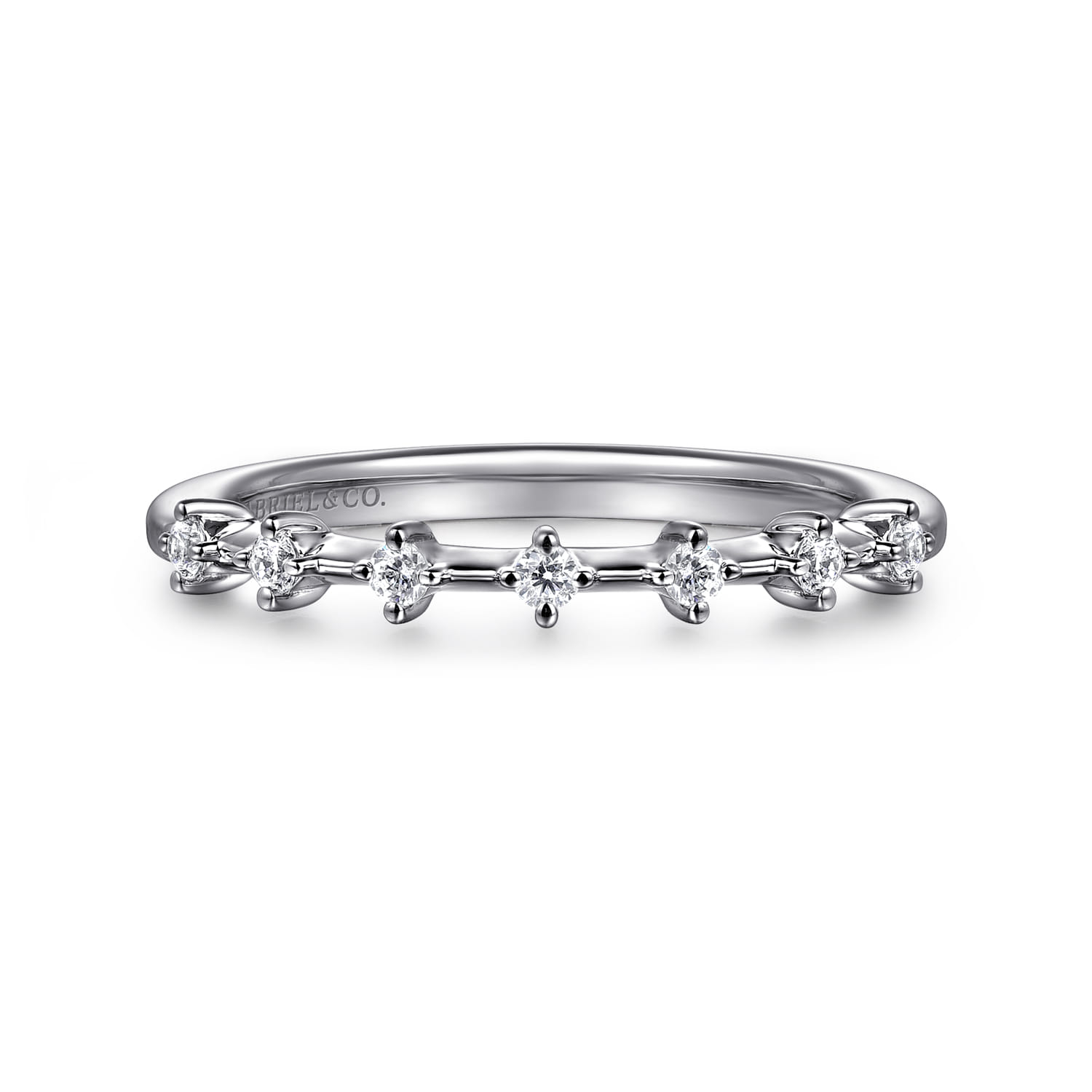 14K White Gold Matching Diamond Wedding Band - 0.13 ct - Shot 1
