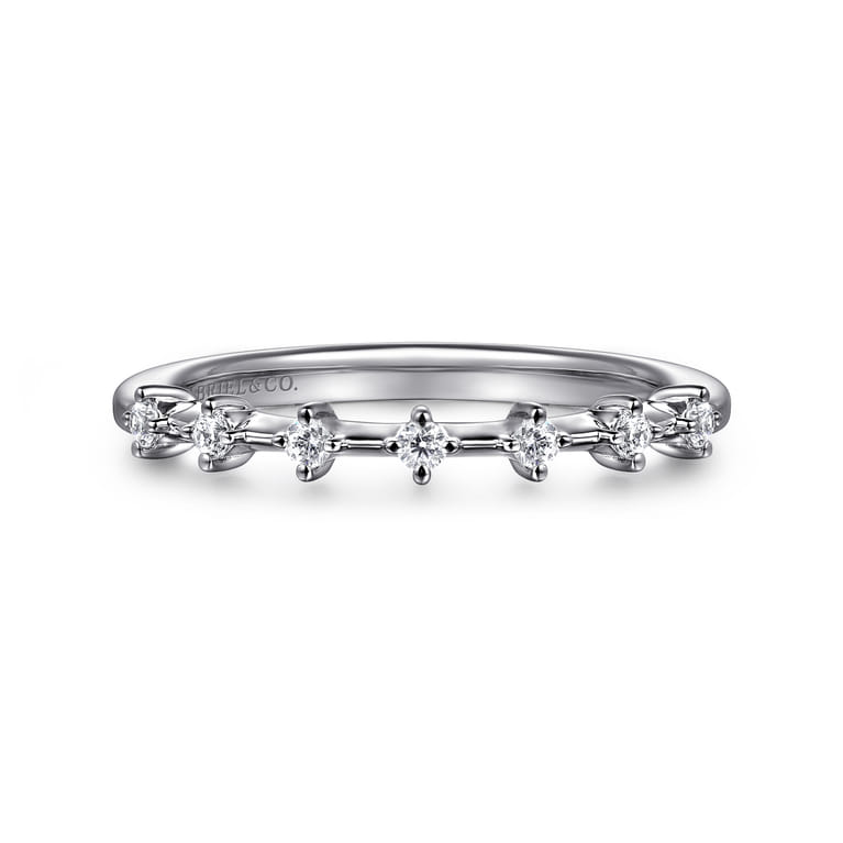 14K White Gold Matching Diamond Wedding Band - 0.13 ct - Shot 1
