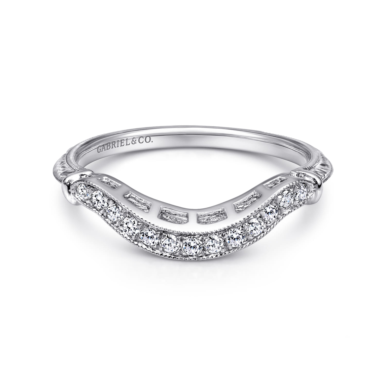 14K White Gold Matching Wedding Band - 0.14 ct - Shot 1