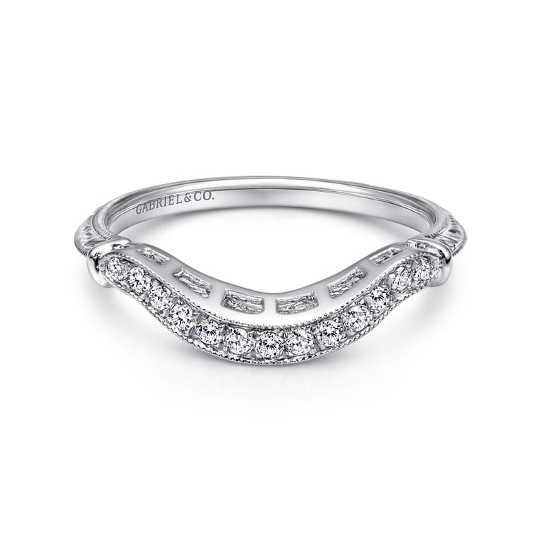 14K White Gold Matching Wedding Band - 0.14 ct - Shot 1