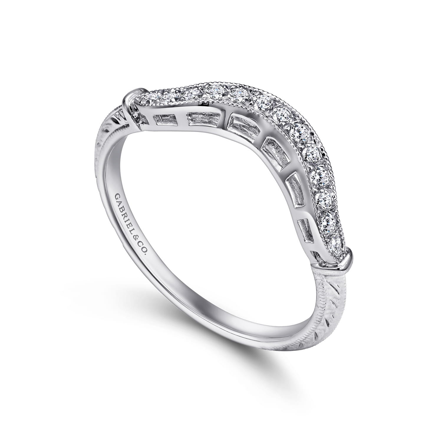 14K White Gold Matching Wedding Band - 0.14 ct - Shot 3