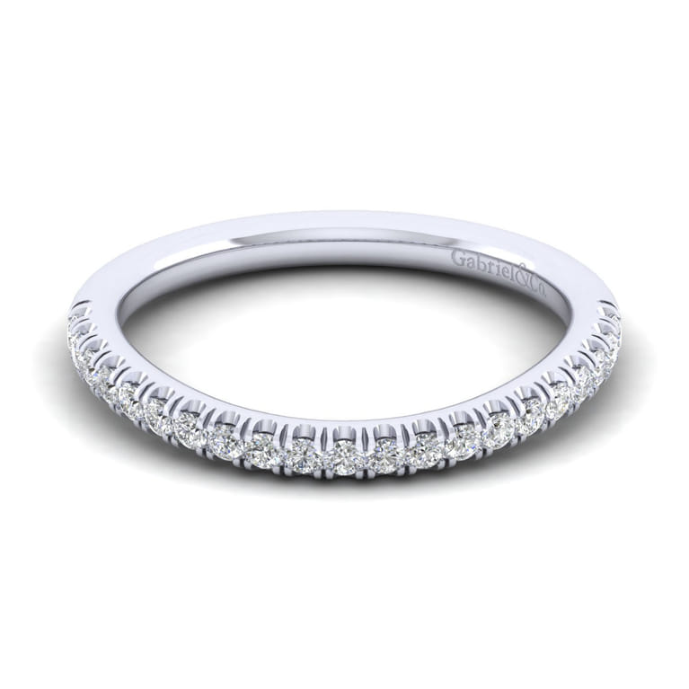 14K White Gold Matching Wedding Band - 0.25 ct - Shot 1