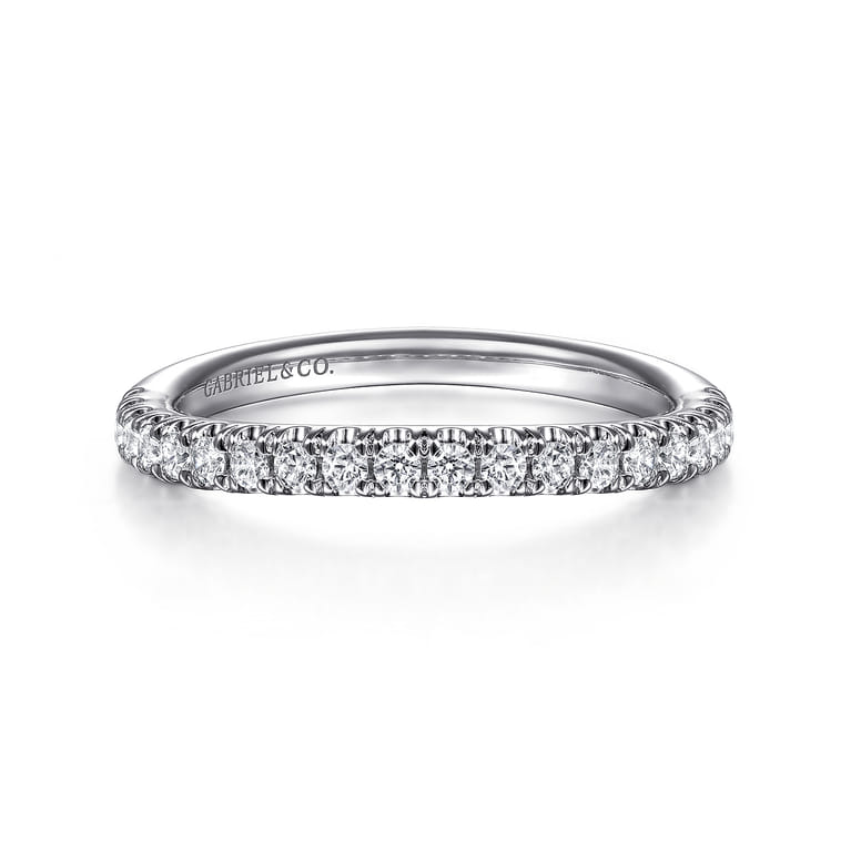 14K White Gold Matching Wedding Band - 0.28 ct - Shot 1