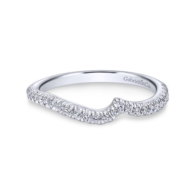 14K White Gold Matching Wedding Band - 0.2 ct - Shot 1