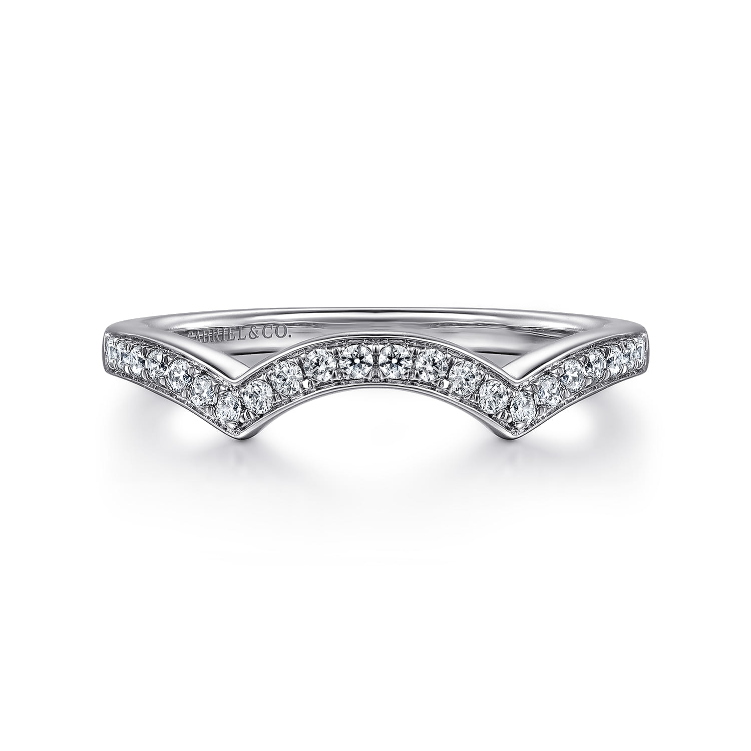 14K White Gold Matching Wedding Band - 0.15 ct - Shot 1