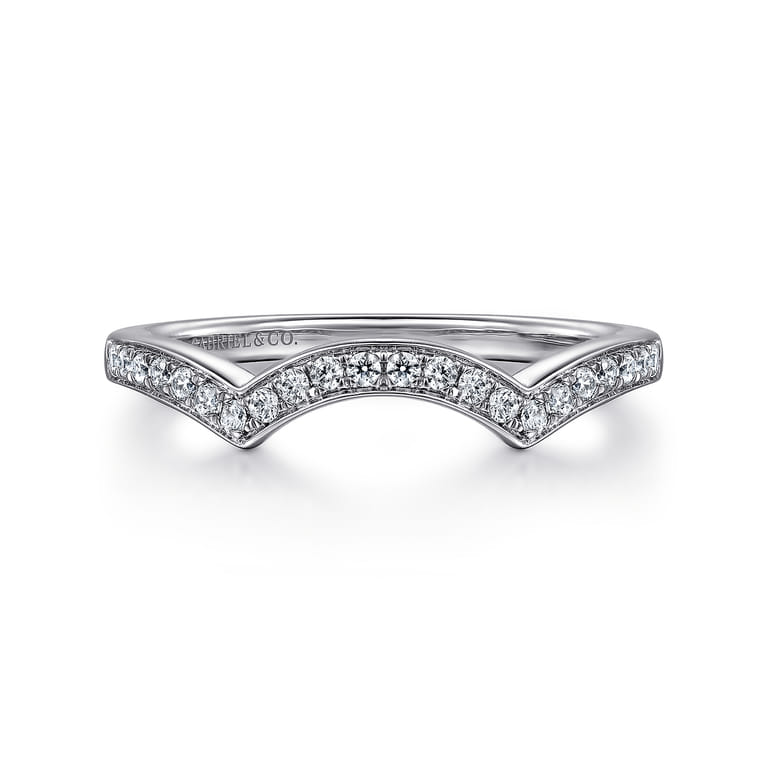 14K White Gold Matching Wedding Band - 0.15 ct - Shot 1