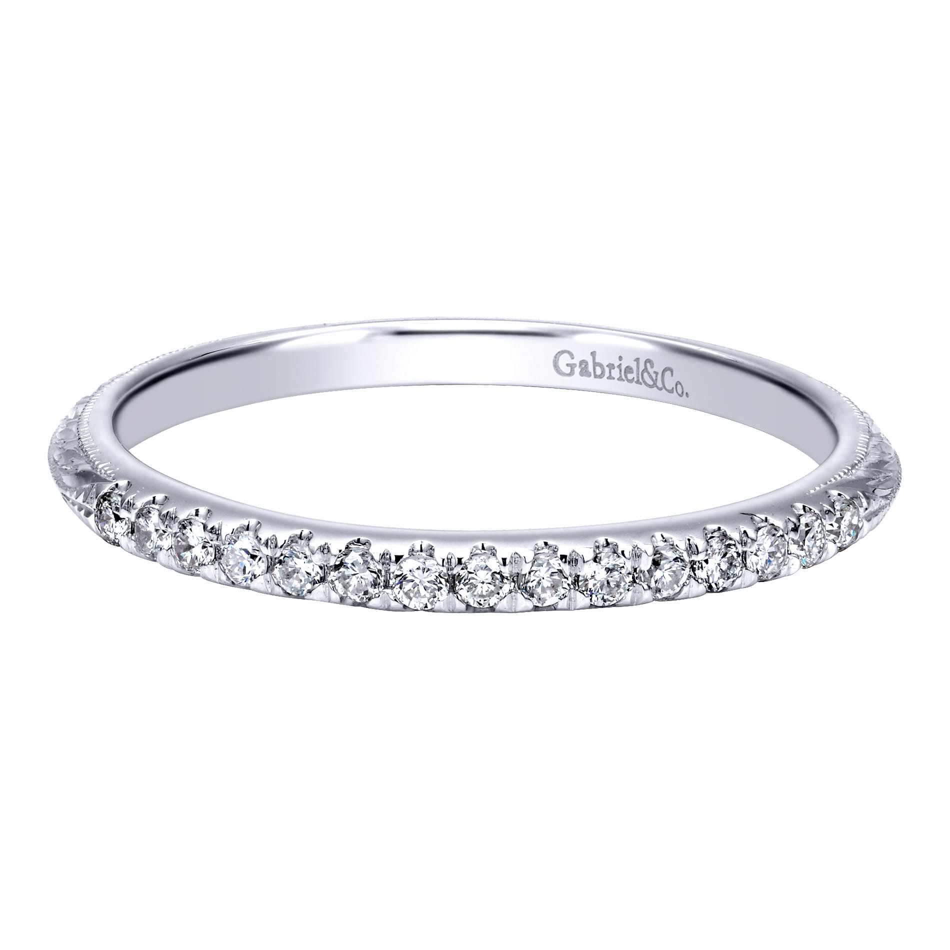 14K White Gold  Matching Wedding Band - 0.1 ct - Shot 1