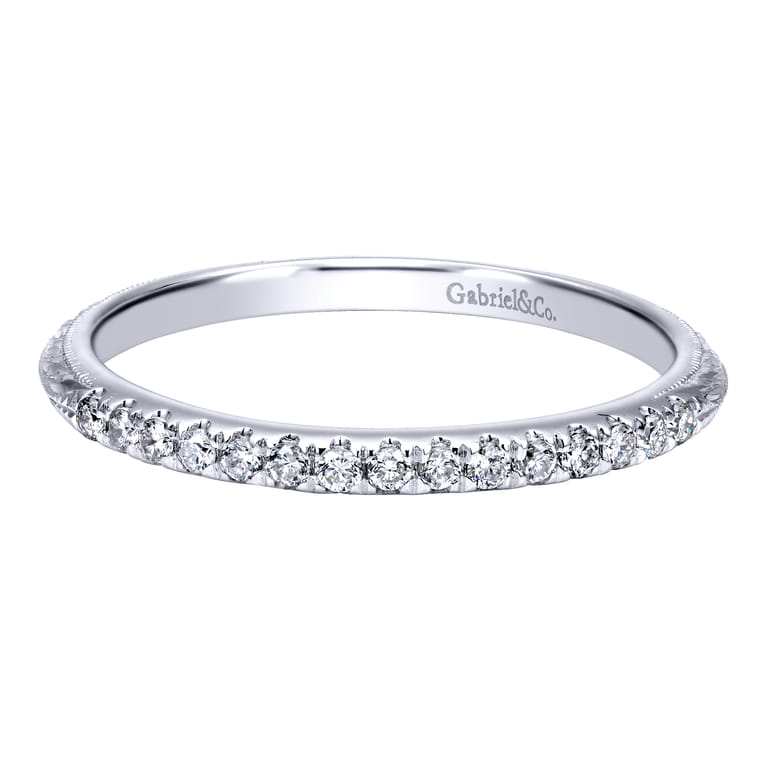 14K White Gold  Matching Wedding Band - 0.1 ct - Shot 1