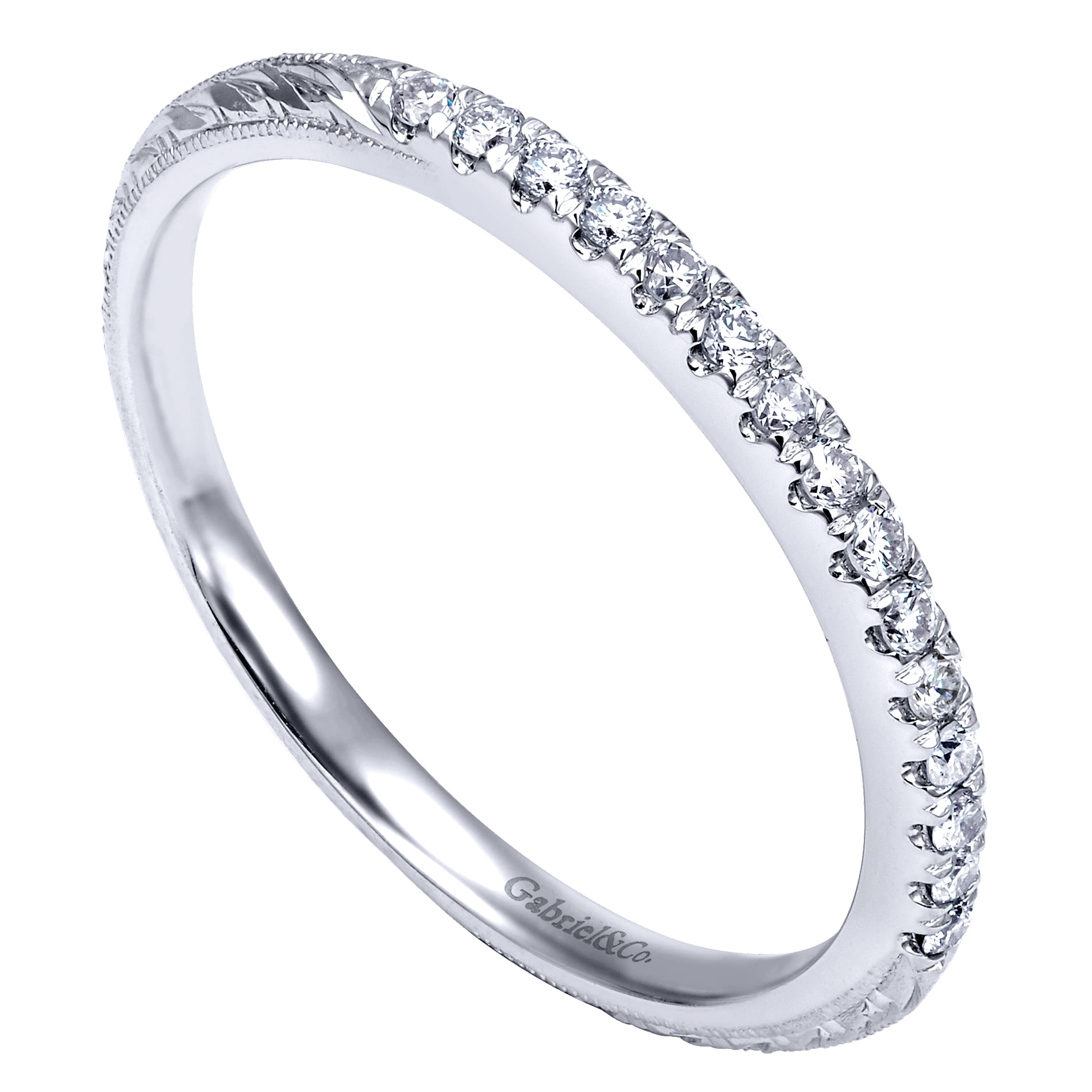 14K White Gold  Matching Wedding Band - 0.1 ct - Shot 3