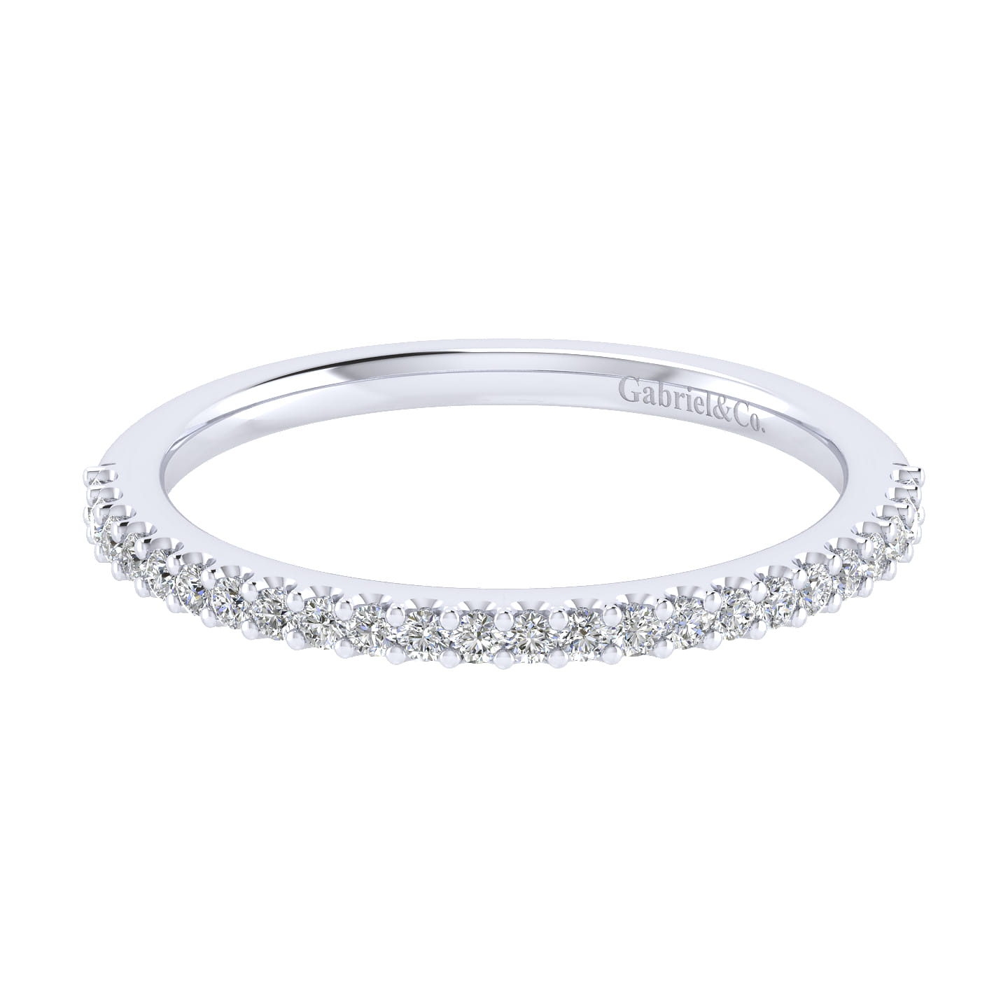 14K White Gold Matching Wedding Band - 0.17 ct - Shot 1