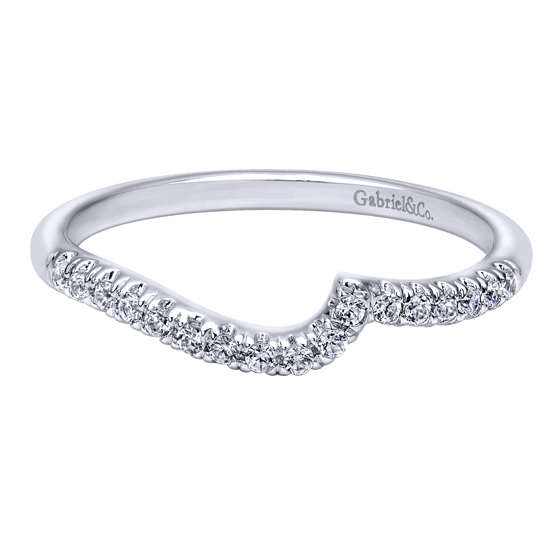14K White Gold  Matching Wedding Band - 0.12 ct - Shot 1