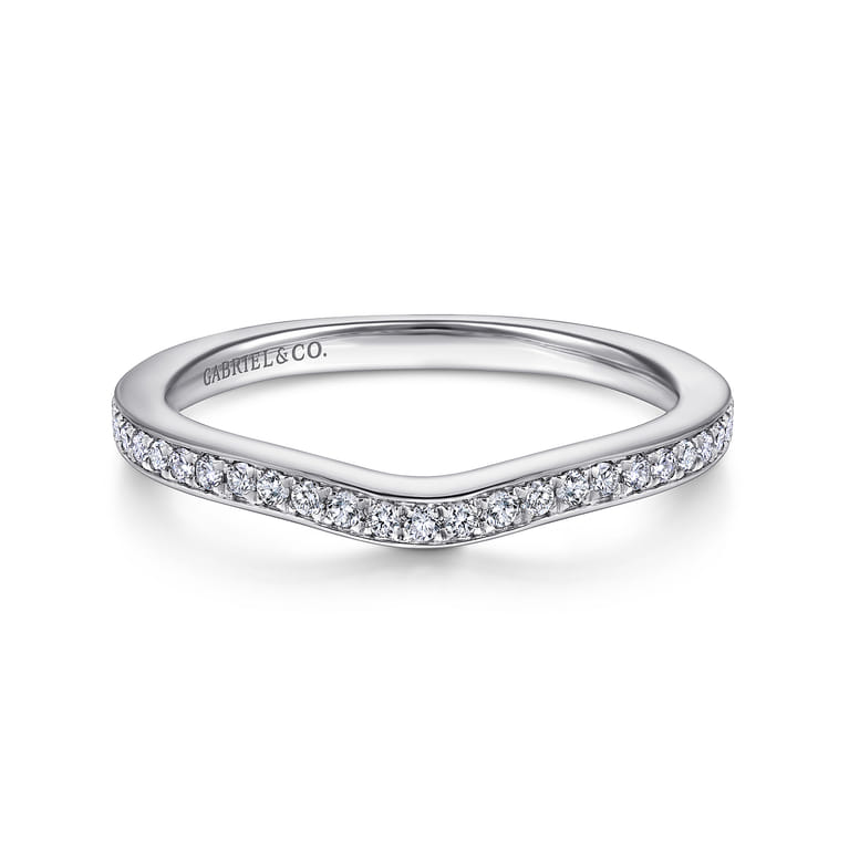 14K White Gold Matching Wedding Band - 0.19 ct - Shot 1