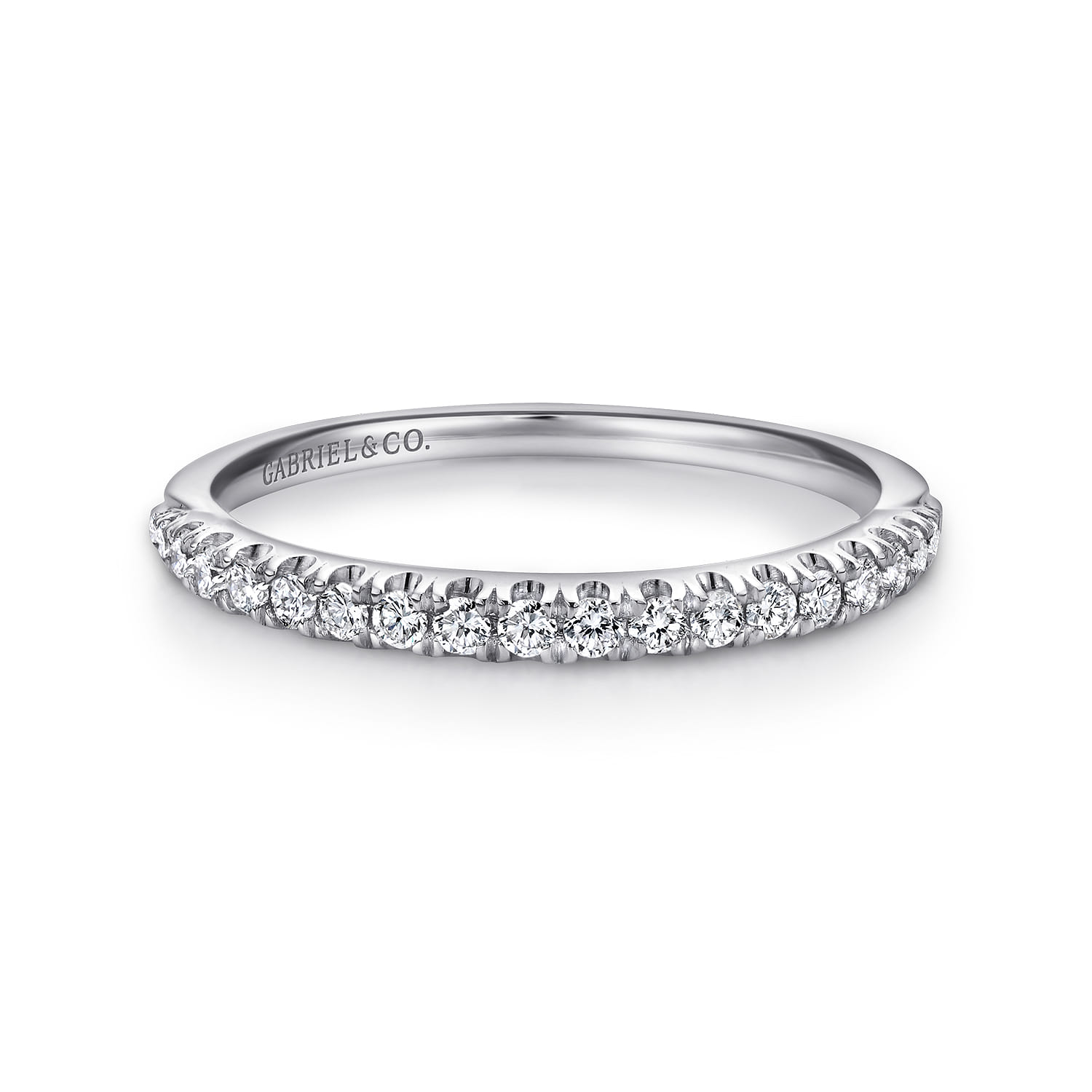 14K White Gold Matching Wedding Band - 0.2 ct - Shot 1